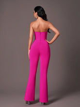 Glamorous Rhinestone Embellished Bustier Jumpsuit With Padded Cups